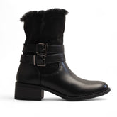 Europeon Union Women Black Leather Half Boot #3185